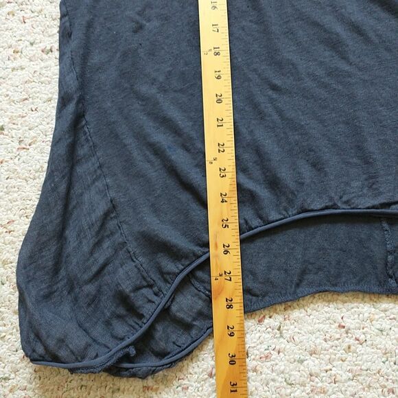 Talia Benson Tunic Top OS/L*Blue Linen Asymmetrical Hem Knit Lagenlook New - Picture 9 of 9